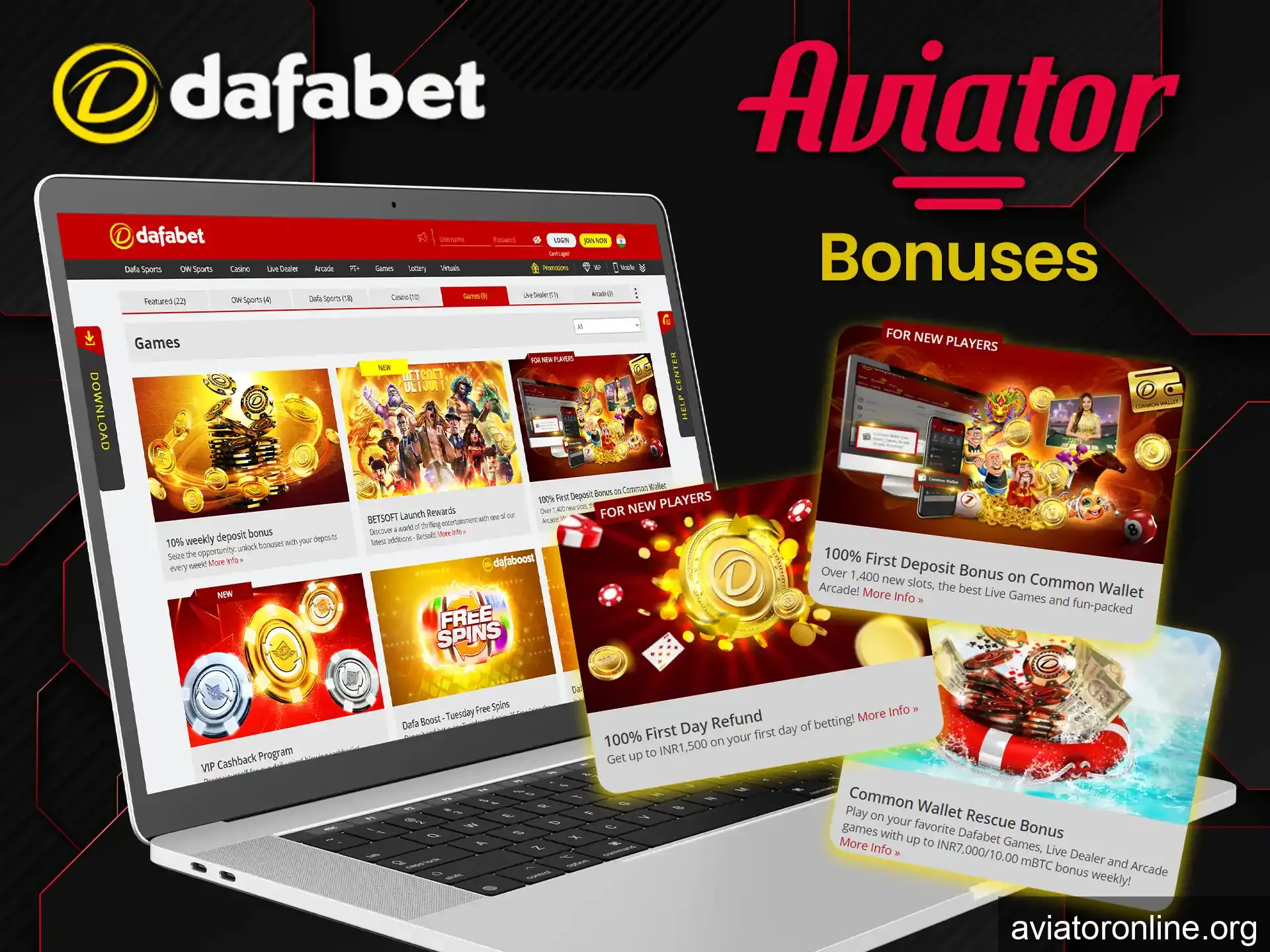 Users will receive a bonus from Dafabet for registering for the Aviator game.