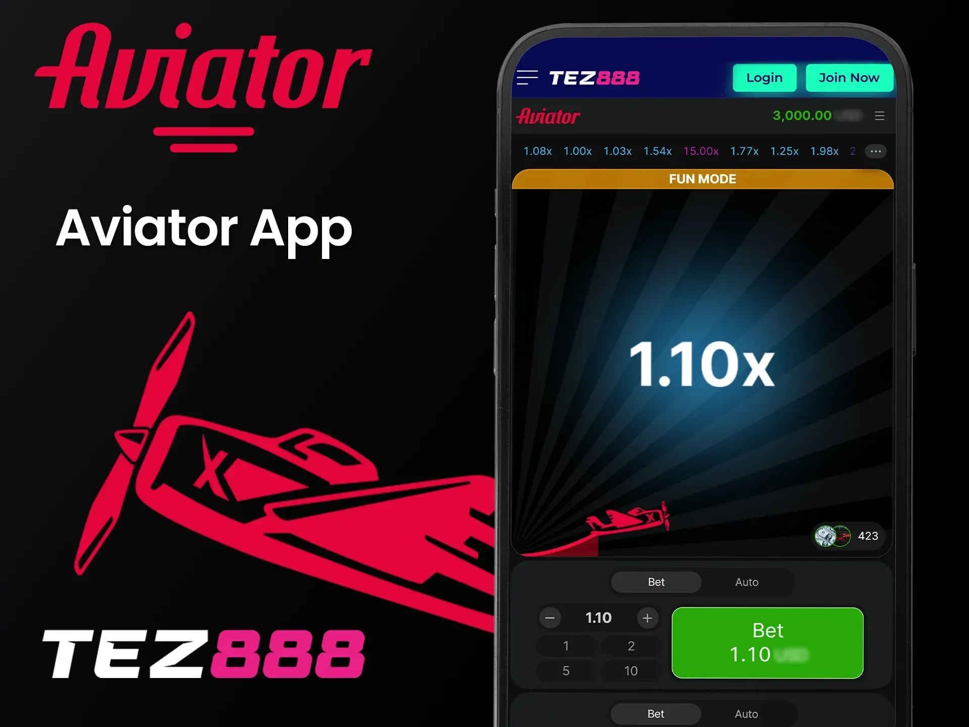 Play Aviator on the Tez888 app and enjoy the game.